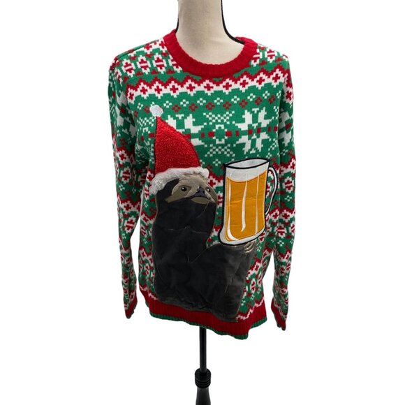 Other - Holiday Christmas Sloth Sweater Large Blizzard Bay